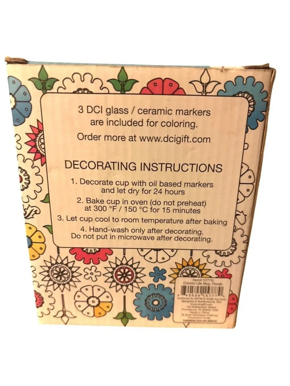 Mug To Color Colorful Life 11 Oz Stoneware W/ 3 Ceramic Markers Flowers Easter